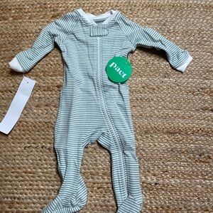 Pact Mint Striped Kids Footie
